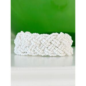 Vintage Germany glass seed bead woven braided bracelet